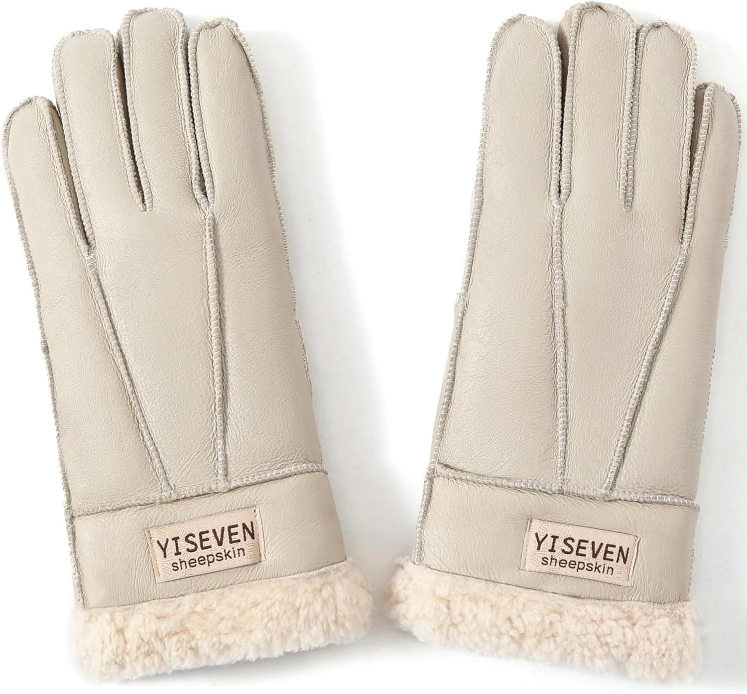 YISEVEN Women's Winter Sheepskin Shearling Leather Gloves Wool Cuffs