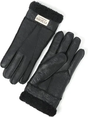 YISEVEN Women's Winter Sheepskin Shearling Leather Gloves Wool Cuffs