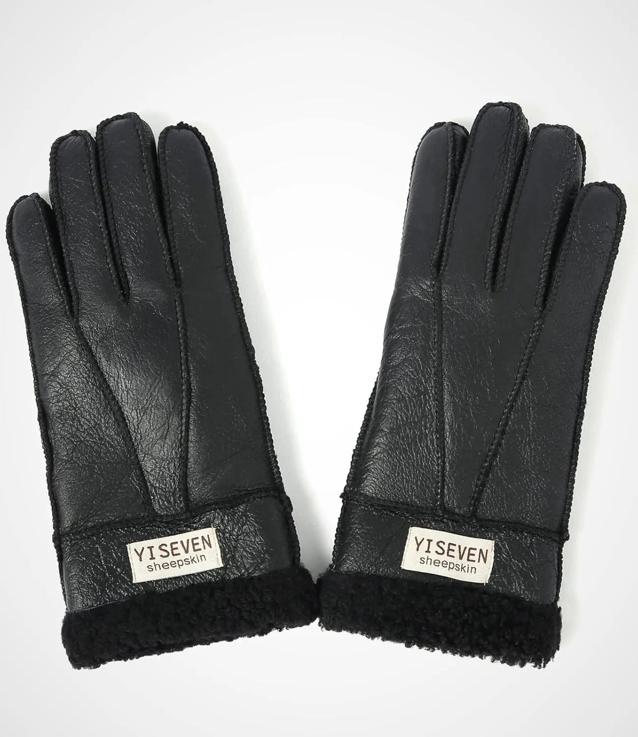 YISEVEN Women's Winter Sheepskin Shearling Leather Gloves Wool Cuffs