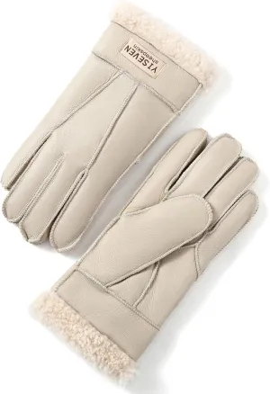 YISEVEN Women's Winter Sheepskin Shearling Leather Gloves Wool Cuffs