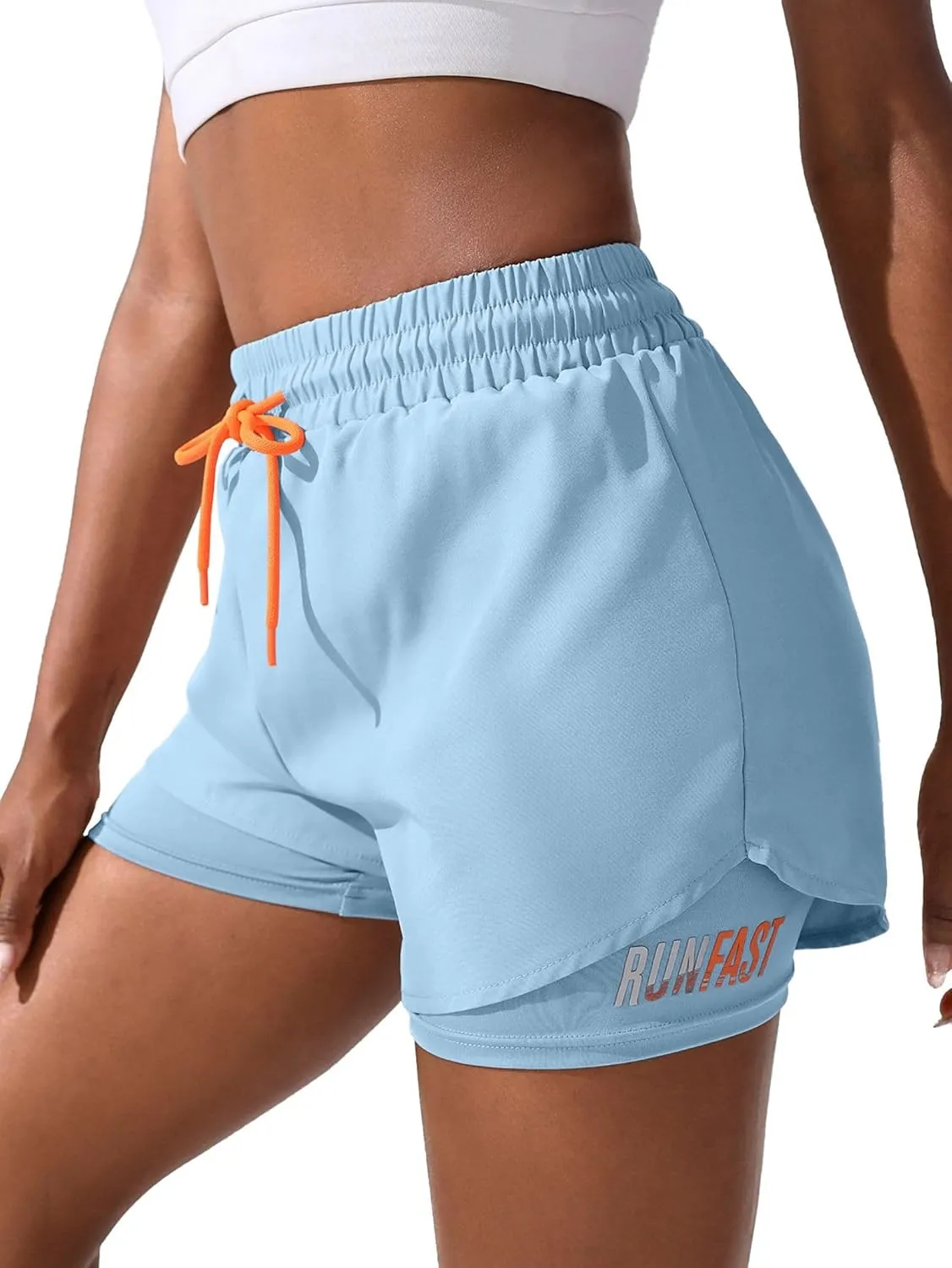 YOAKUKA Women's 2 in 1 Workout Shorts Gym Workout Yoga Running Biker Tennis Skirts Clothes Summer
