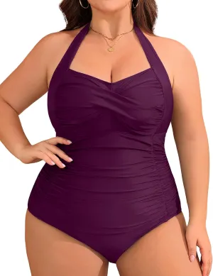 Yonique Plus Size Bathing Suit for Women One Piece Swimsuit Tummy Control Halter Tops for Women Swimwear