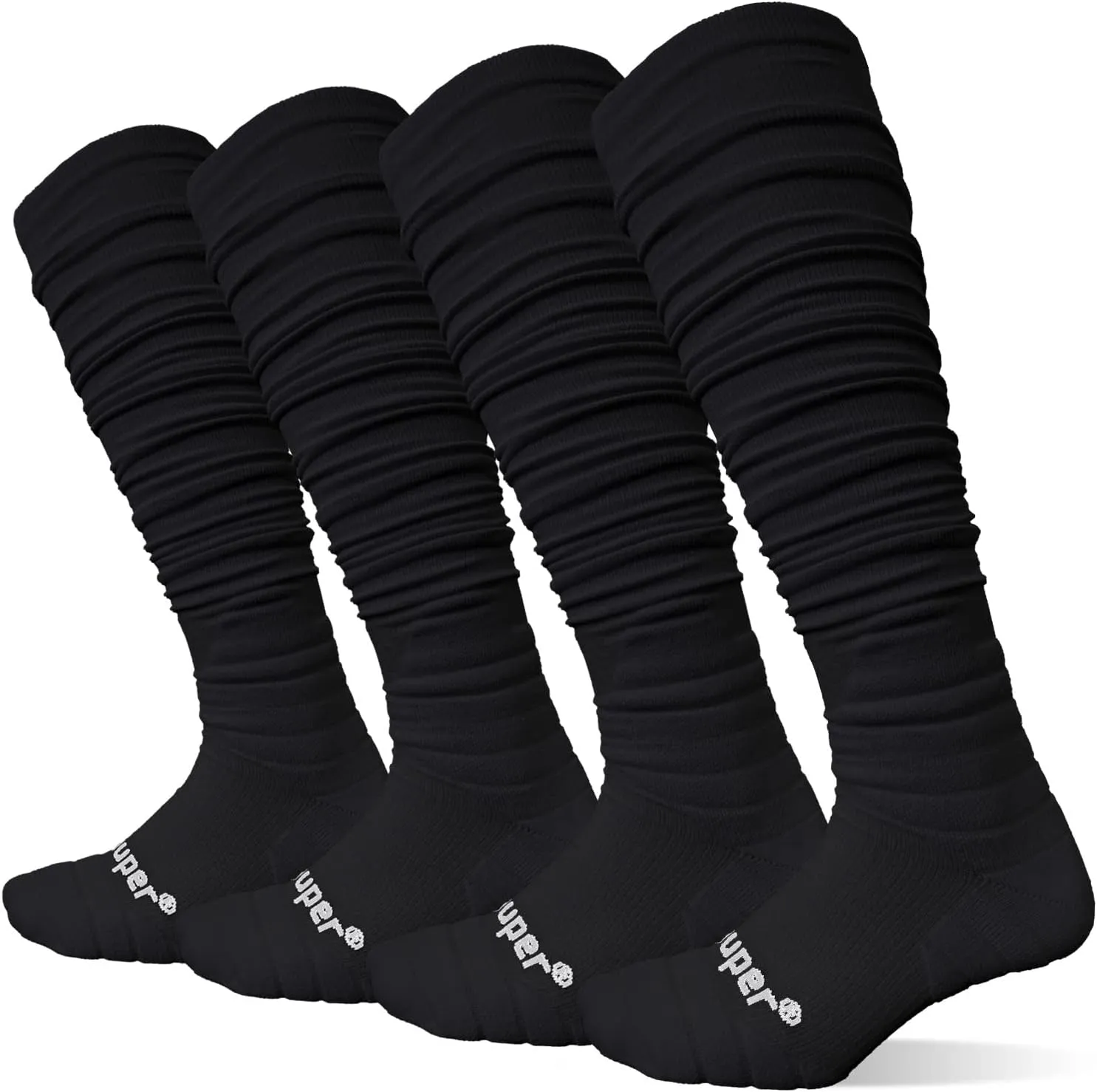 Youper Scrunch Padded Football Socks 2 Pack, Extra Long Sports Soccer Socks for Men & Boys