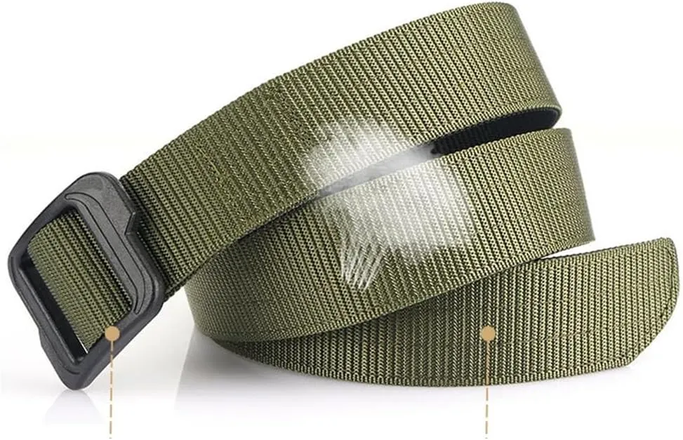 YTR6TW Men's Metal Casual Belts Men Plastic Buckle Thick Nylon Tactical Outdoor Belt Military Belt