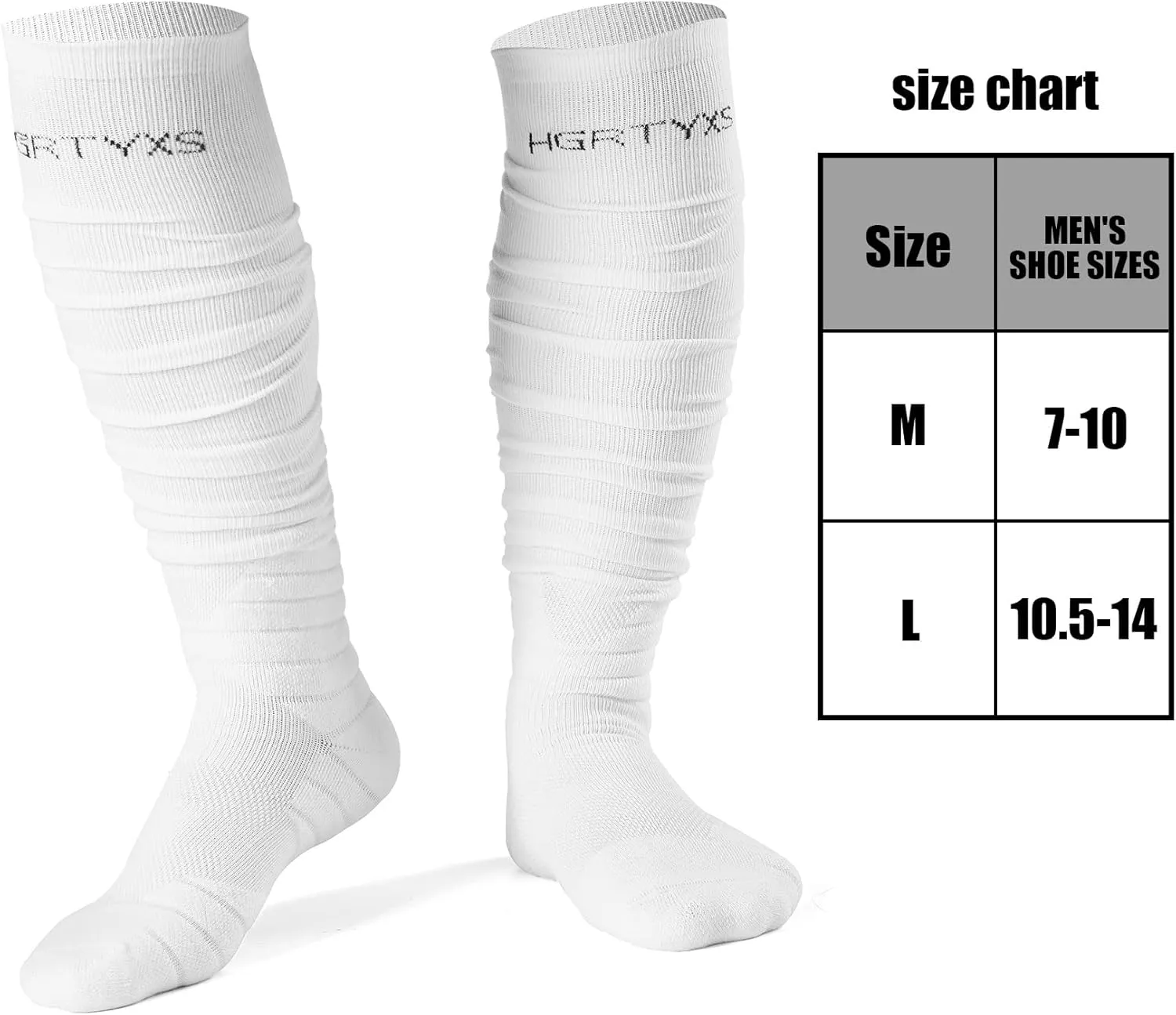 Yxmeiguo Scrunch Football Socks Extra Long Padded Sports Athletic Socks for Men Women with Ankle Support Football Accessories