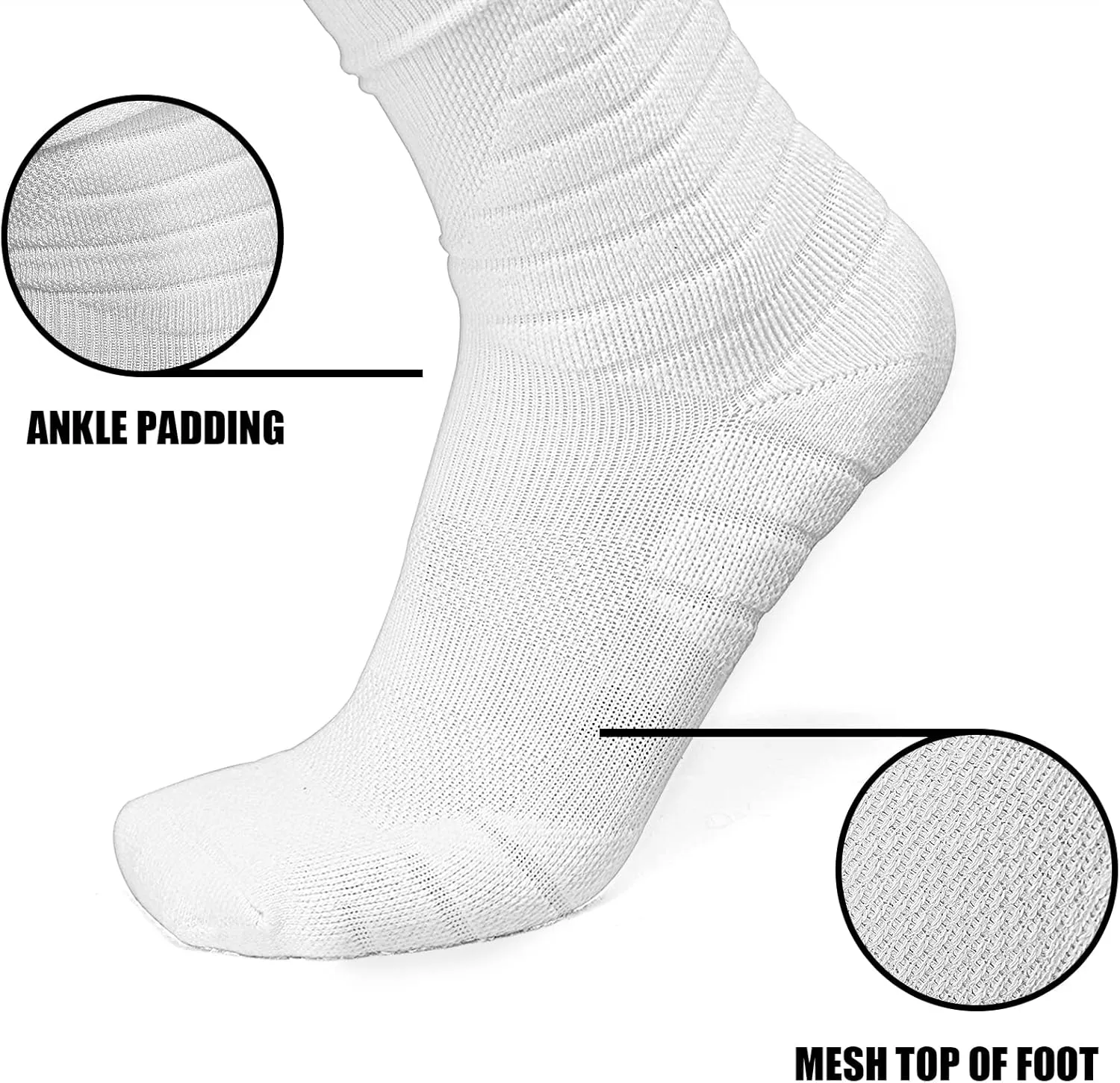 Yxmeiguo Scrunch Football Socks Extra Long Padded Sports Athletic Socks for Men Women with Ankle Support Football Accessories