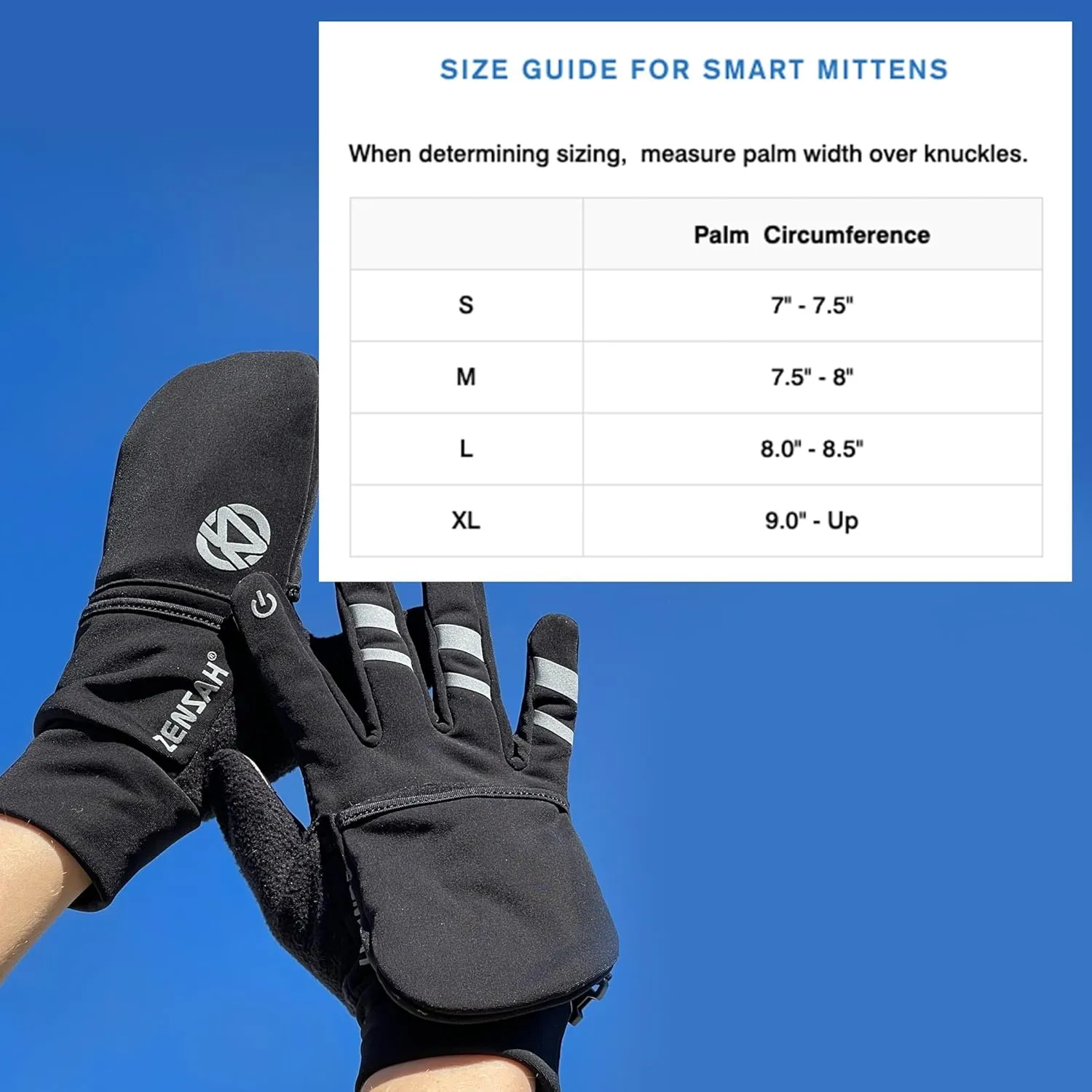 Zensah Convertible Running Mittens and Gloves - Warm Touchscreen Cold Winter Gloves for Women and Men