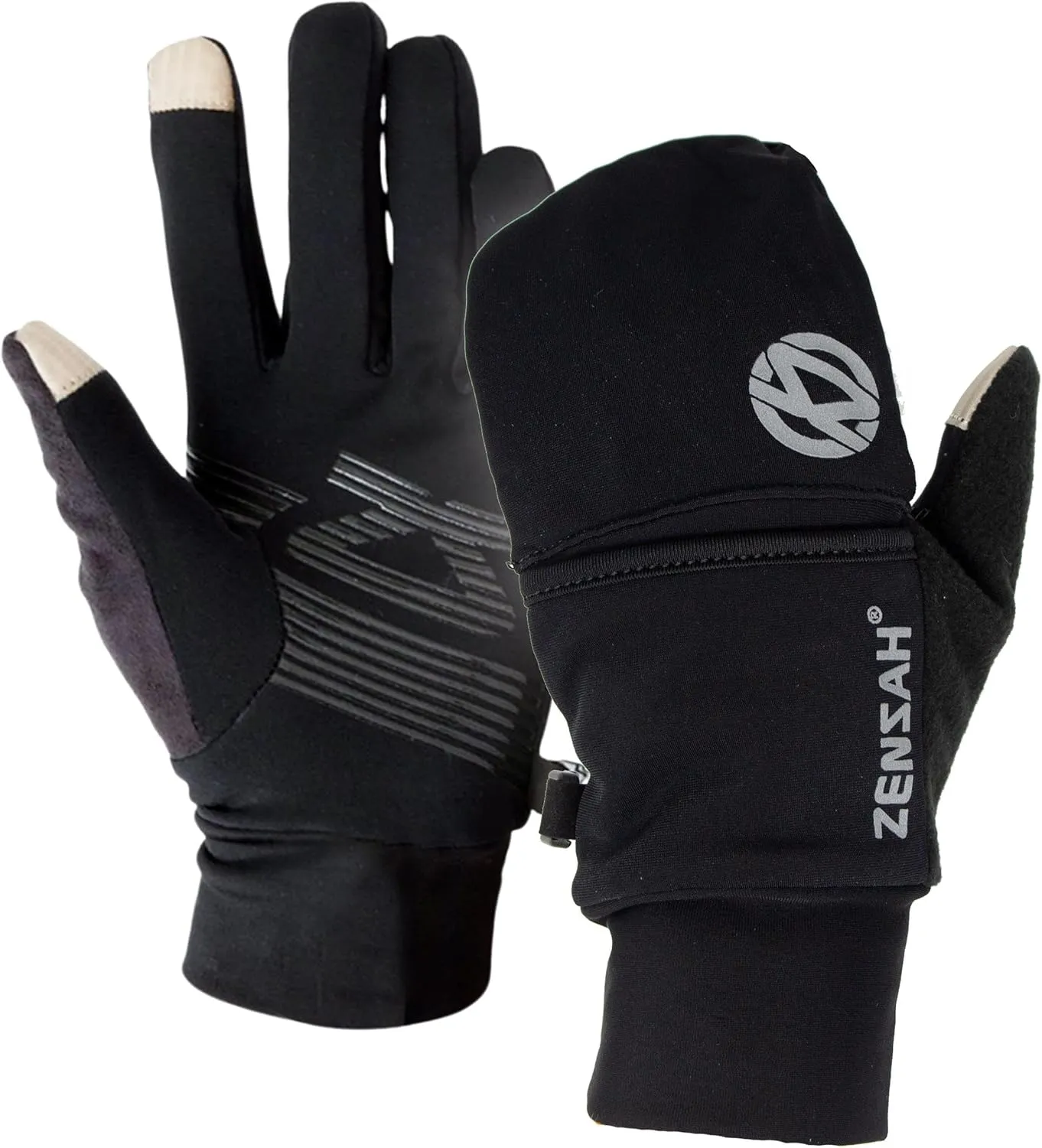 Zensah Convertible Running Mittens and Gloves - Warm Touchscreen Cold Winter Gloves for Women and Men