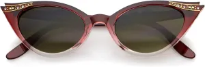 zeroUV 50s Vintage Cat Eye Sunglasses for Women UV400 Embellished with Rhinestones, Pinup Girl & Rockabilly Accessories 50mm