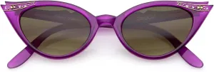 zeroUV 50s Vintage Cat Eye Sunglasses for Women UV400 Embellished with Rhinestones, Pinup Girl & Rockabilly Accessories 50mm