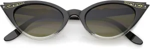 zeroUV 50s Vintage Cat Eye Sunglasses for Women UV400 Embellished with Rhinestones, Pinup Girl & Rockabilly Accessories 50mm