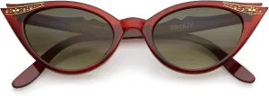 zeroUV 50s Vintage Cat Eye Sunglasses for Women UV400 Embellished with Rhinestones, Pinup Girl & Rockabilly Accessories 50mm