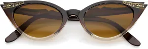 zeroUV 50s Vintage Cat Eye Sunglasses for Women UV400 Embellished with Rhinestones, Pinup Girl & Rockabilly Accessories 50mm