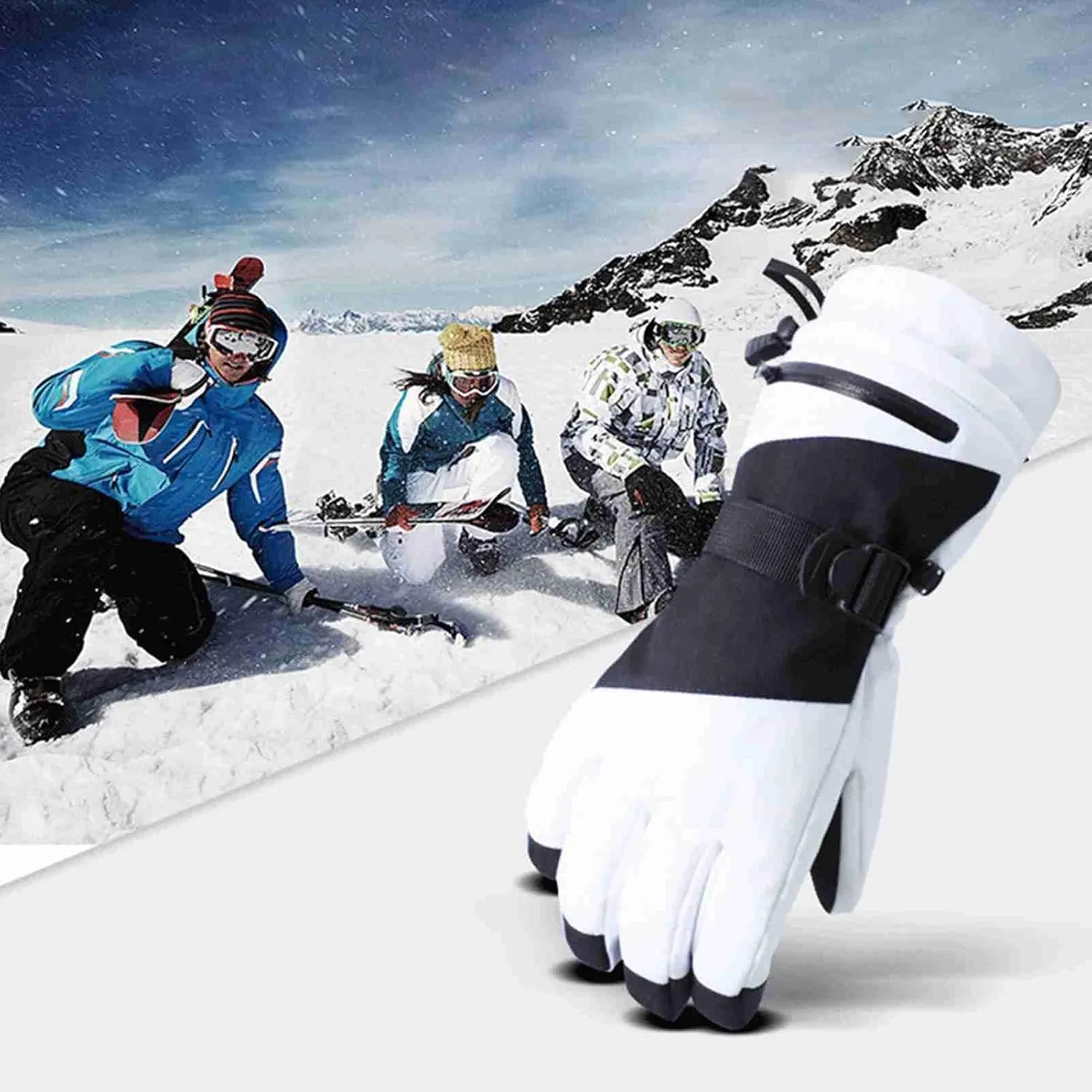 ZJchao Ski Gloves, Touchscreen Fingers Snow Ski Gloves Winter Gloves Winter Gloves Men Rope Design Driving Workout Running Hiking Cycling Snowboarding